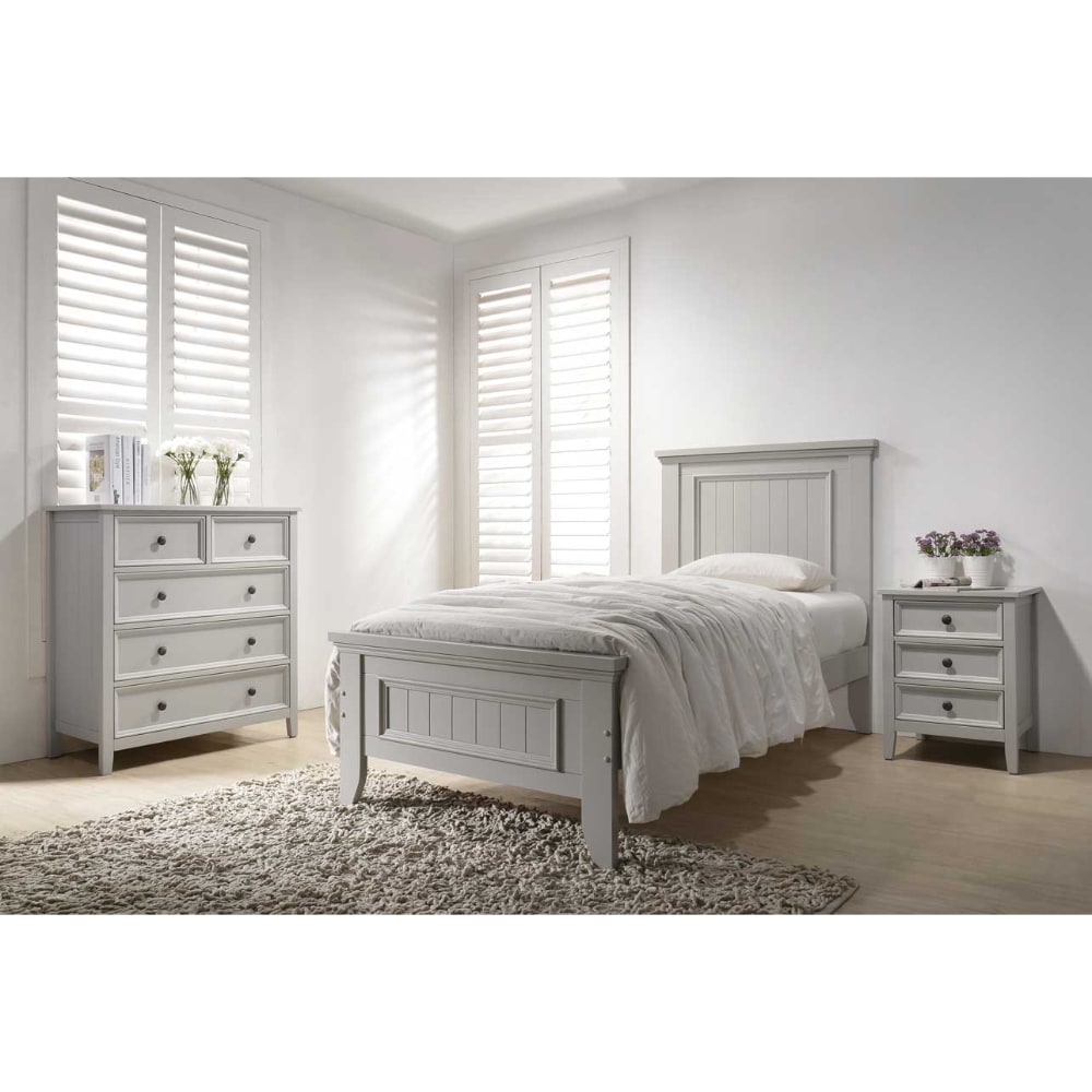 Mila Panelled Bed 3' - Taupe - Value Flooring and Furniture Mila Panelled Bed 3' - Taupe - Value Flooring and Furniture