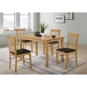 Bolton 4' Dining Set - Black Faux Leather and Oak - Value Flooring and Furniture