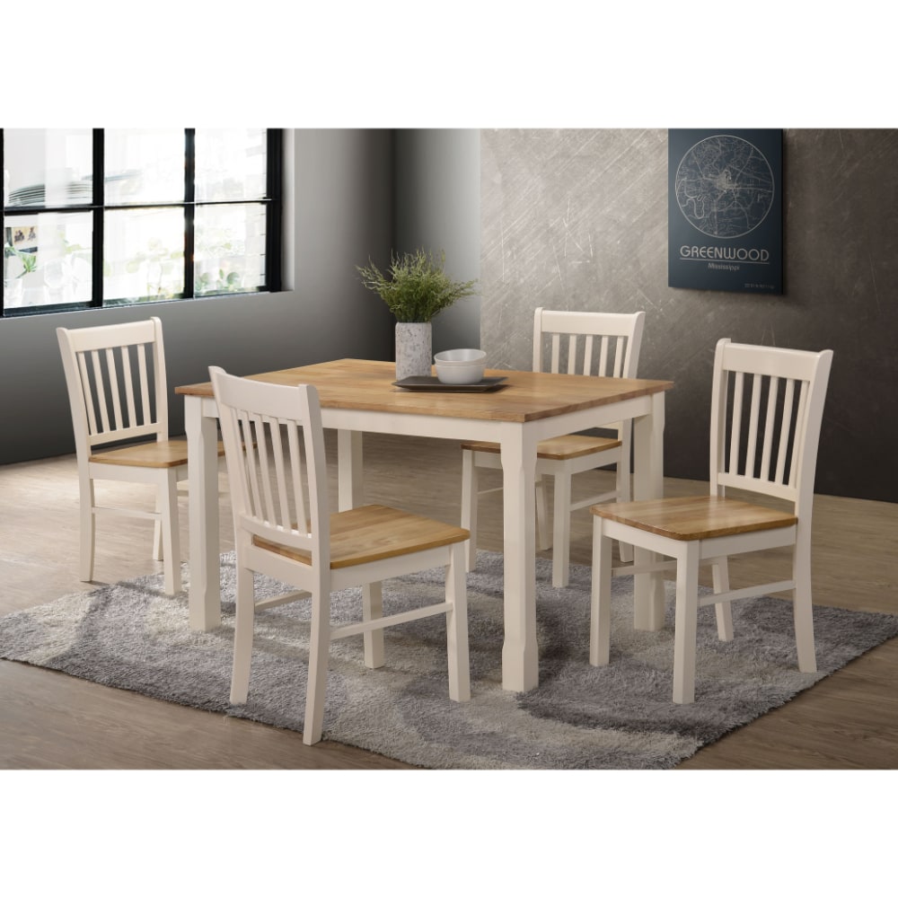 Bolton 4' Dining Set - Cream and Oak - Value Flooring and Furniture