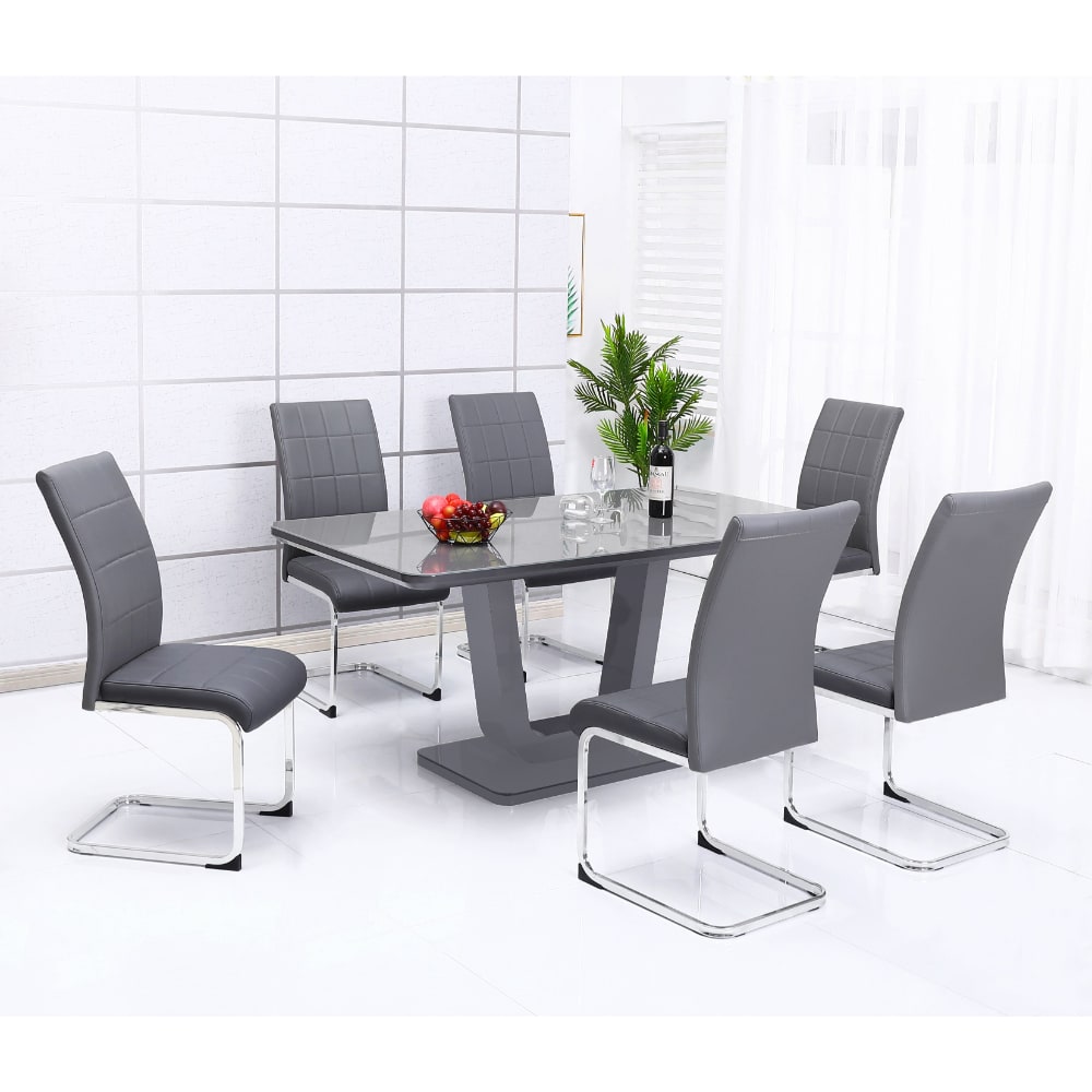 Edel Dining Set - Grey - Value Flooring and Furniture