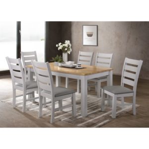 Hampshire 5' Dining Set - Grey Faux Leather and Oak - Value Flooring and Furniture