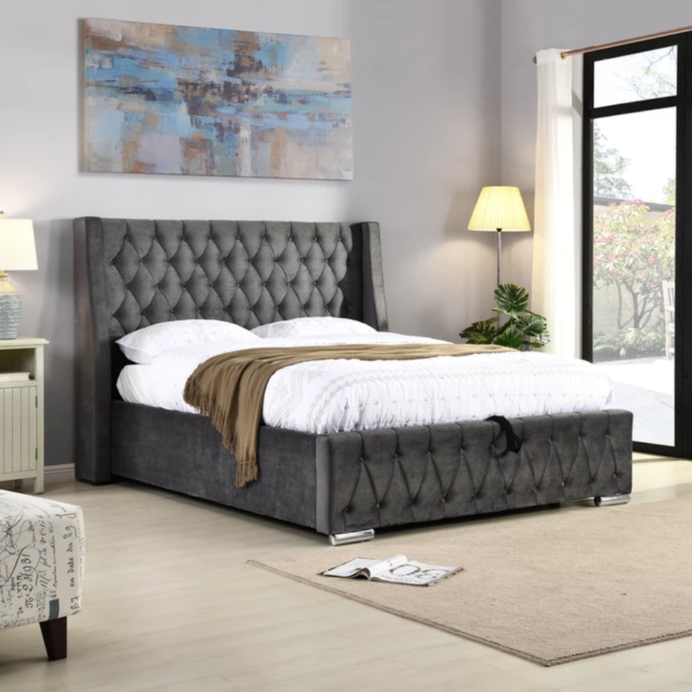 Jersey Gas Lift Bed - Grey - Value Flooring and Furniture