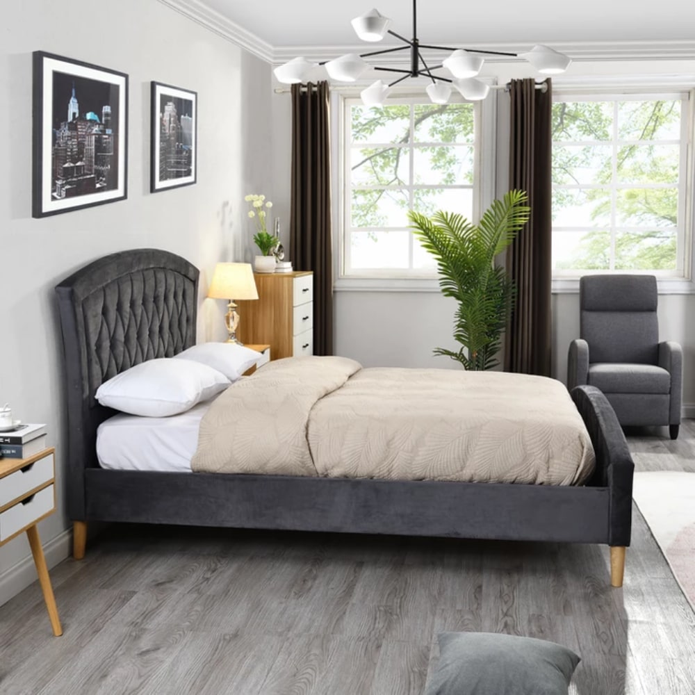 Kingston Bed - Dark Grey - Value Flooring and Furniture