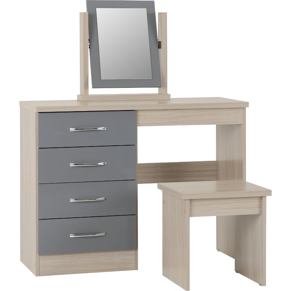 Nevada 4 Drawer Dressing Table - Grey - Value Flooring and Furniture