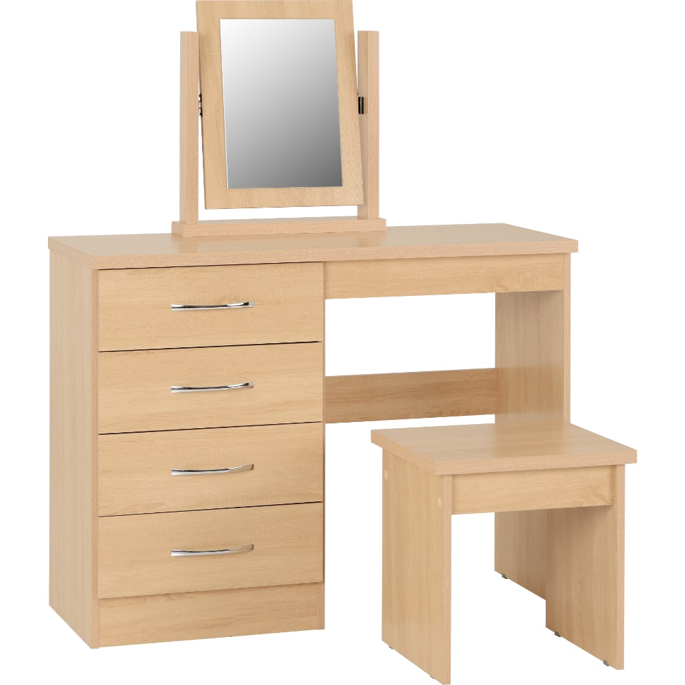 Nevada 4 Drawer Dressing Table - Oak - Value Flooring and Furniture