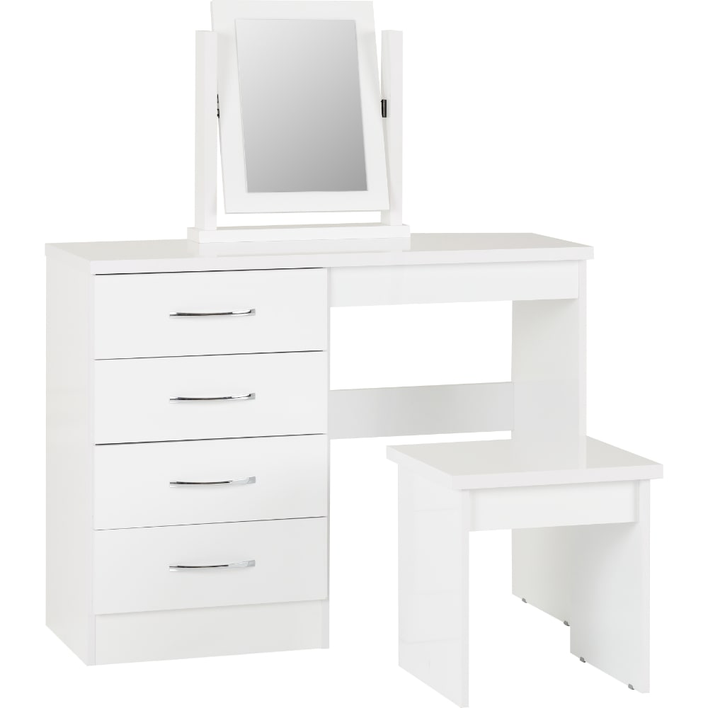 Nevada 4 Drawer Dressing Table - White - Value Flooring and Furniture