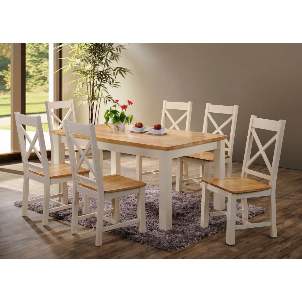 Rochester 5' Dining Set - Cream and Oak - Value Flooring and Furniture