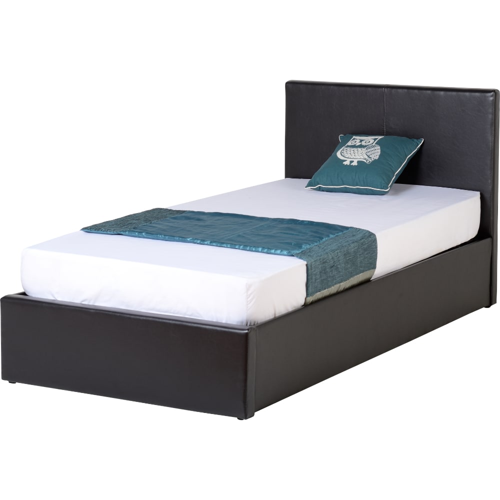 Waverley 3' Storage Bed - Brown Faux Leather - Value Flooring and Furniture