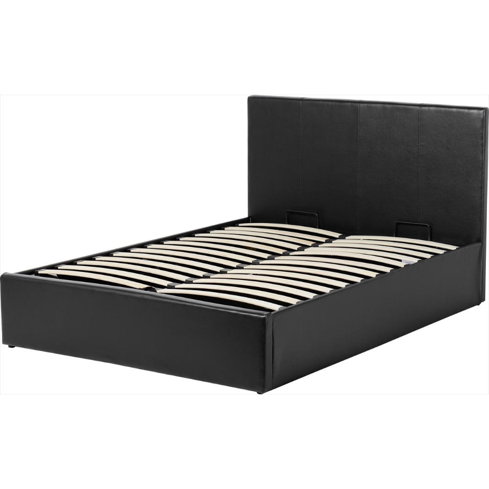Waverley 4' Storage Bed - Black Faux Leather - Value Flooring and Furniture