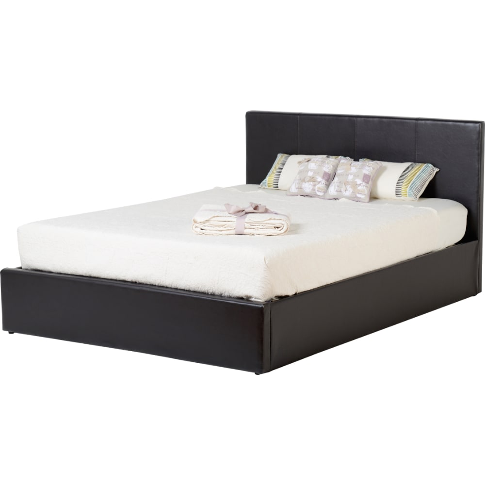 Waverley 4'6 Storage Bed - Brown Faux Leather - Value Flooring and Furniture