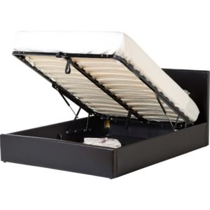 Waverley 4'6 Storage Bed Open - Brown Faux Leather - Value Flooring and Furniture