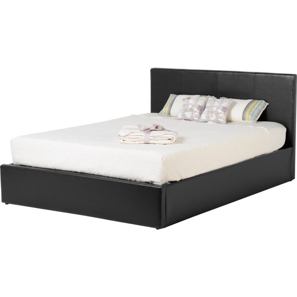 Waverley 5' Storage Bed - Black Faux Leather - Value Flooring and Furniture